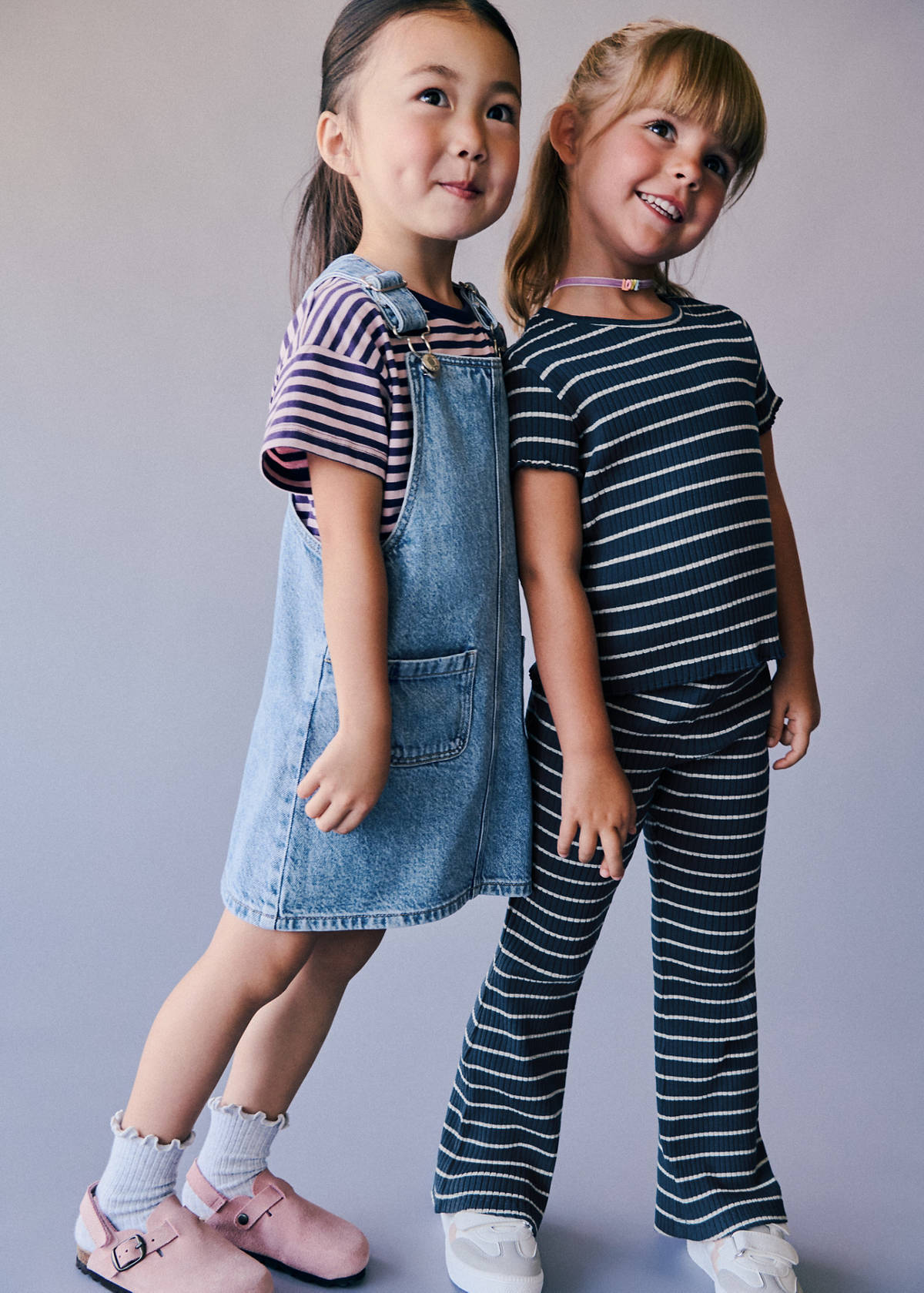 Short denim pinafore — Medium Blue