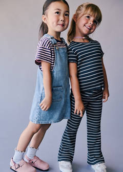 Short denim pinafore — Medium Blue 1