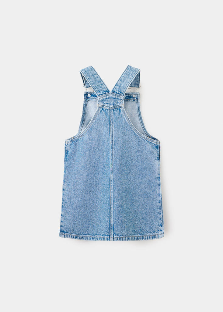 Short denim pinafore — Medium Blue