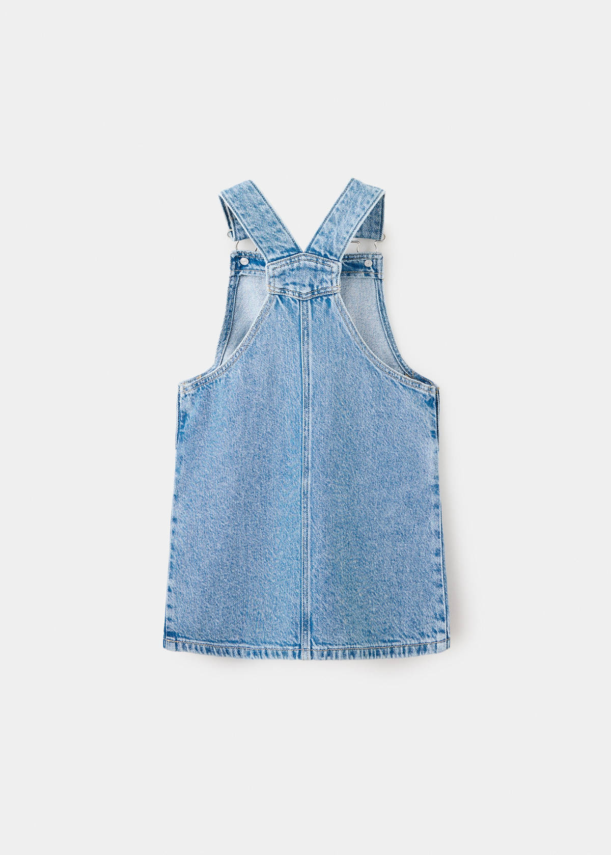 Short denim pinafore — Medium Blue
