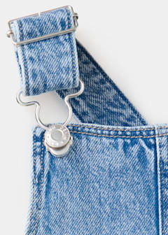Short denim pinafore — Medium Blue 4