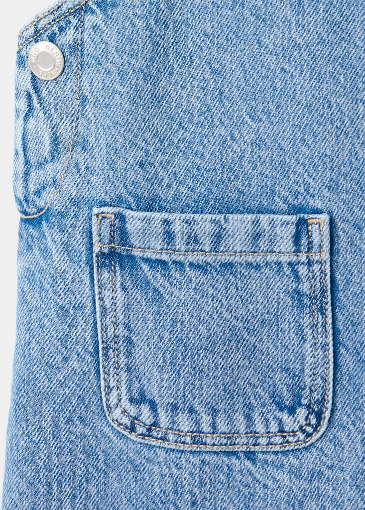 Short denim pinafore — Medium Blue