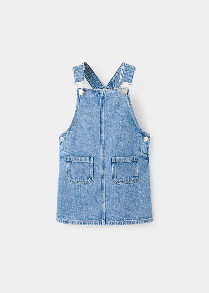 Short denim pinafore — Medium Blue