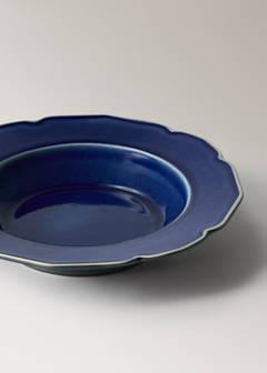 Stoneware deep plate with waves — Vibrant blue 3