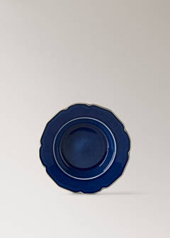 Stoneware deep plate with waves — Vibrant blue 5