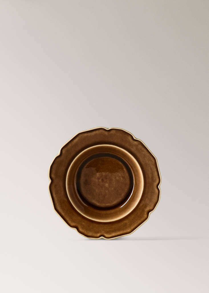Stoneware deep plate with waves — Leather