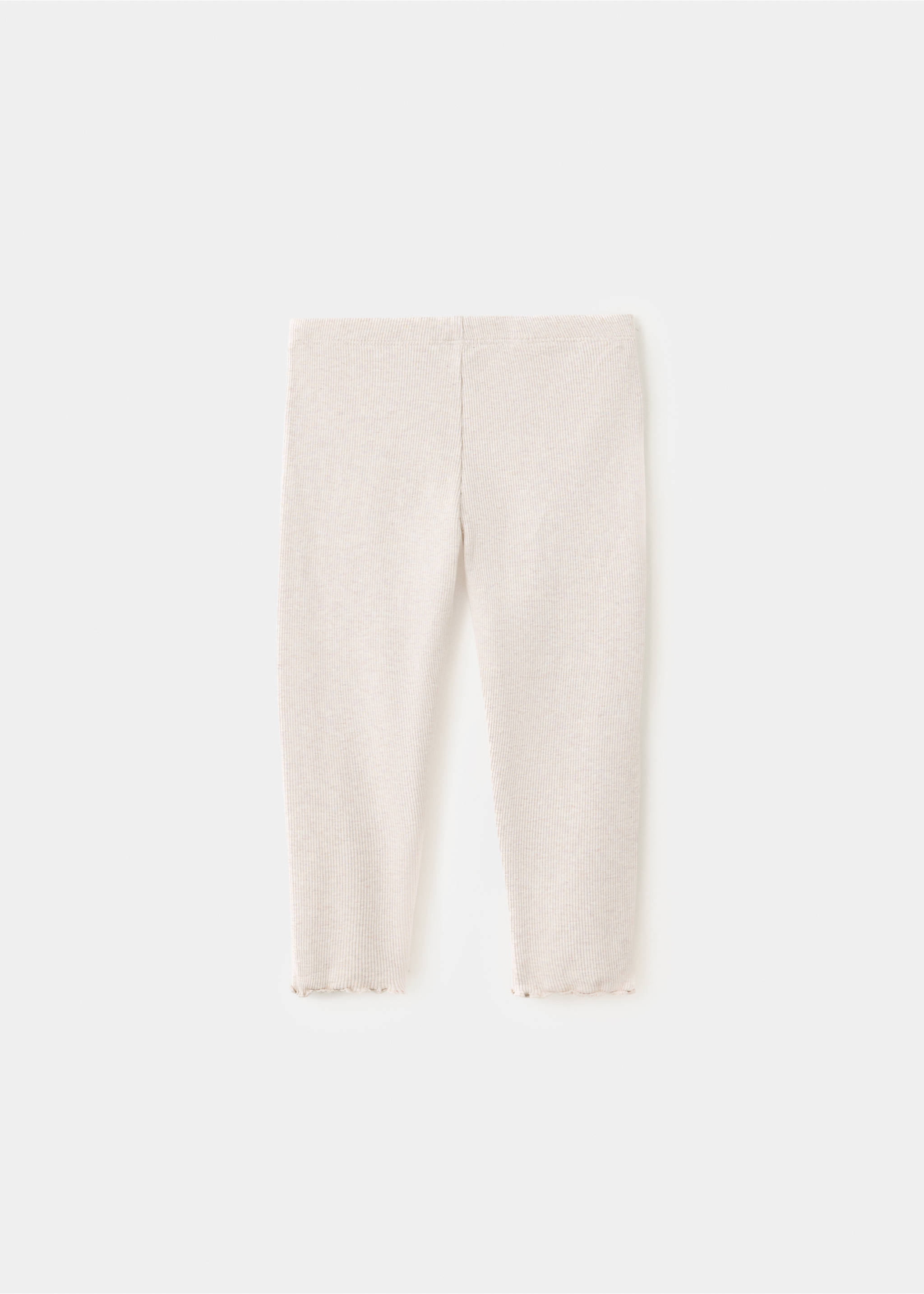 Cotton ribbed leggings - Reverse of the article, Sand. Ref: 37063312-00.