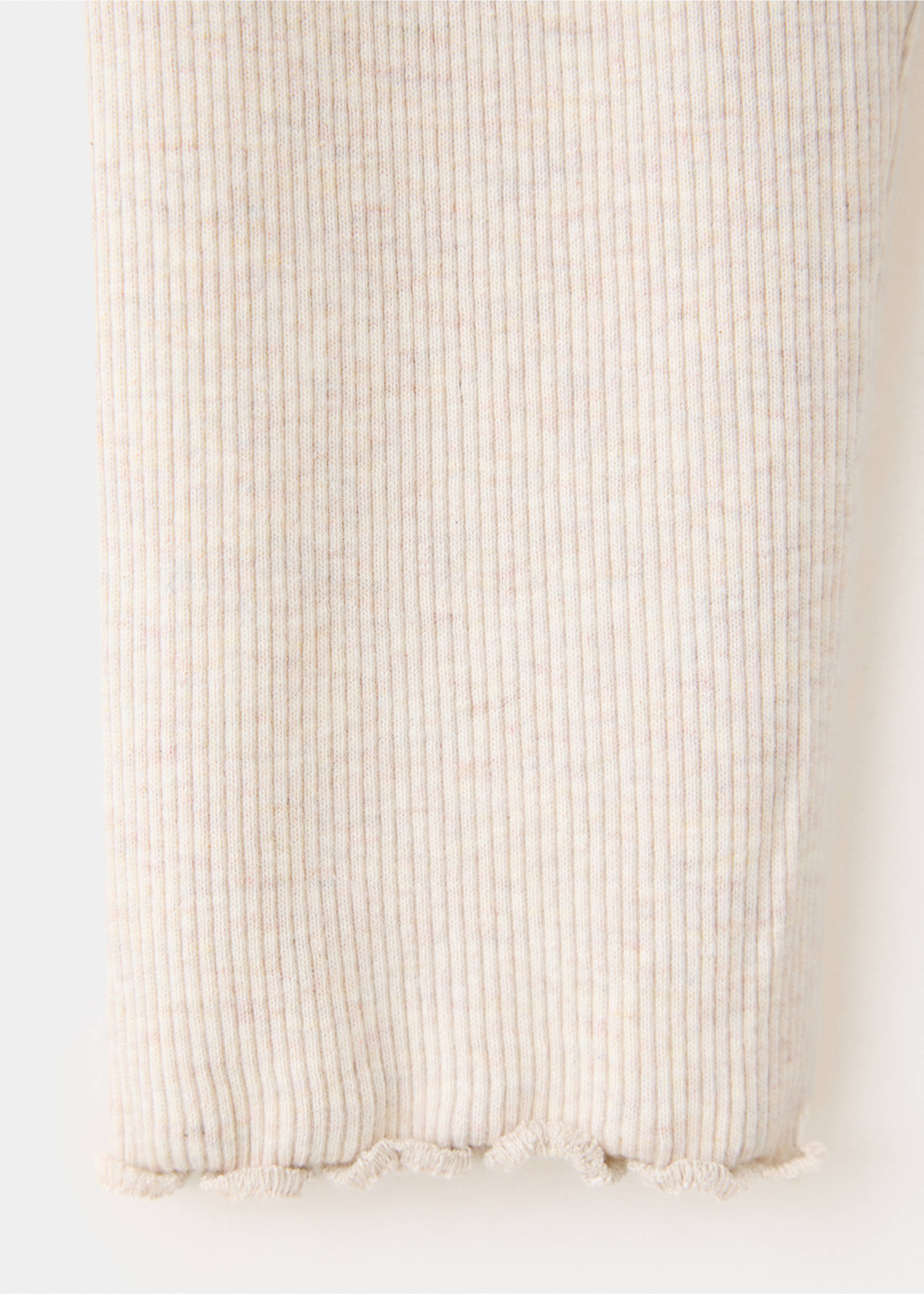 Cotton ribbed leggings - Details of the article 0, Sand. Ref: 37063312-00.
