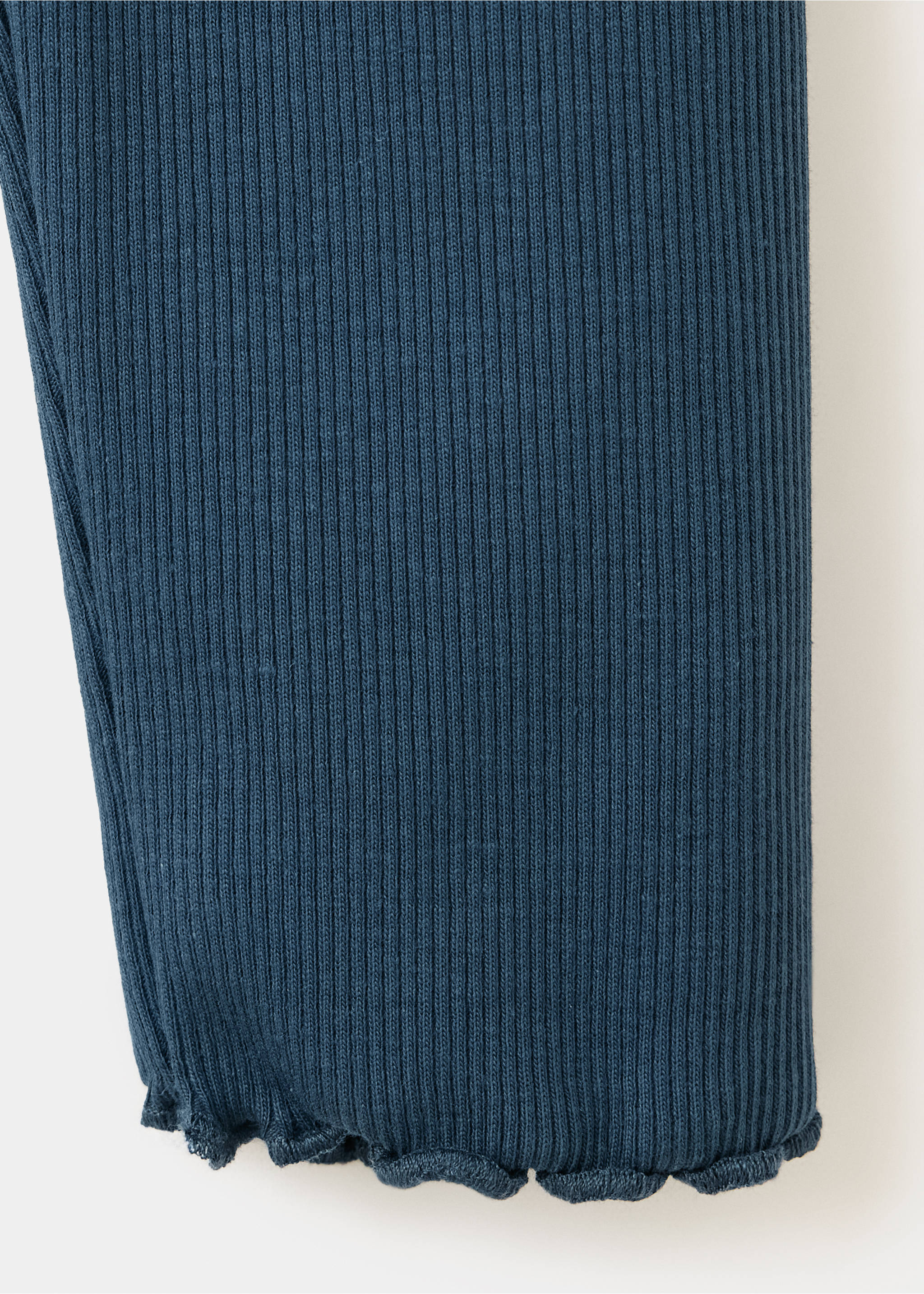 Cotton ribbed leggings - Details of the article 8, Navy. Ref: 37063312-00.
