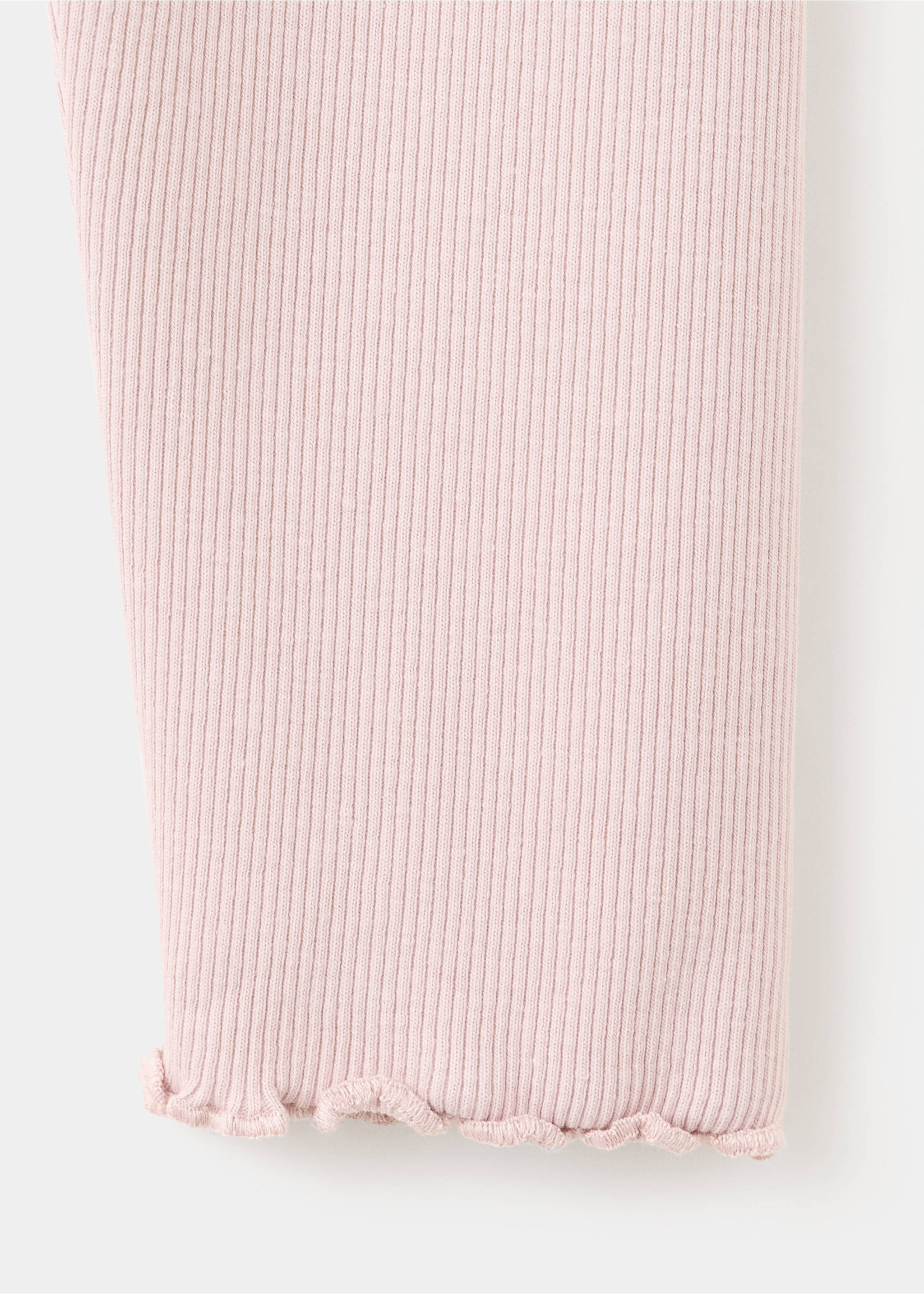 Cotton ribbed leggings - Details of the article 0, Pink. Ref: 37063312-00.