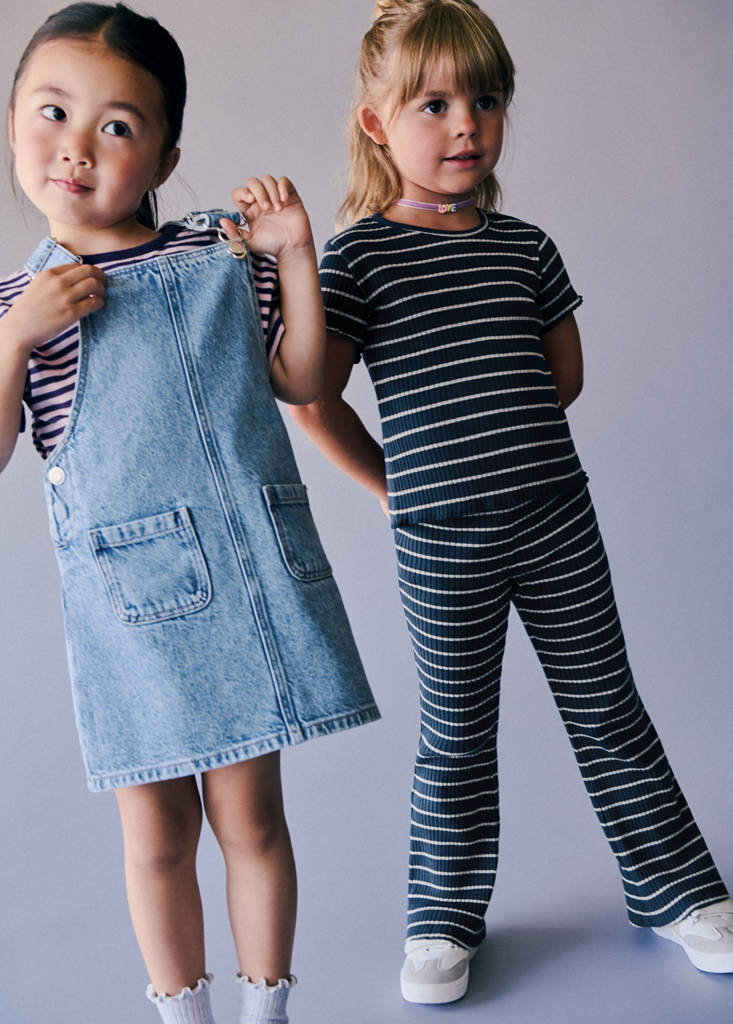 Flared striped leggings — Navy