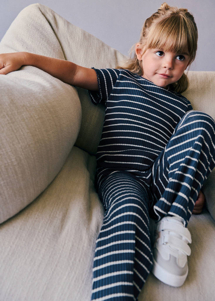 Flared striped leggings — Navy