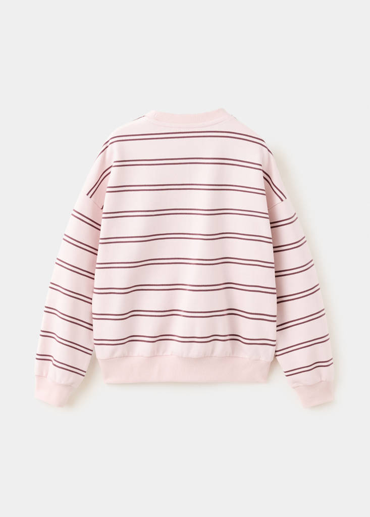 Striped cotton-blend sweatshirt — Pink