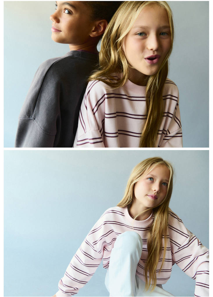 Striped cotton-blend sweatshirt — Pink