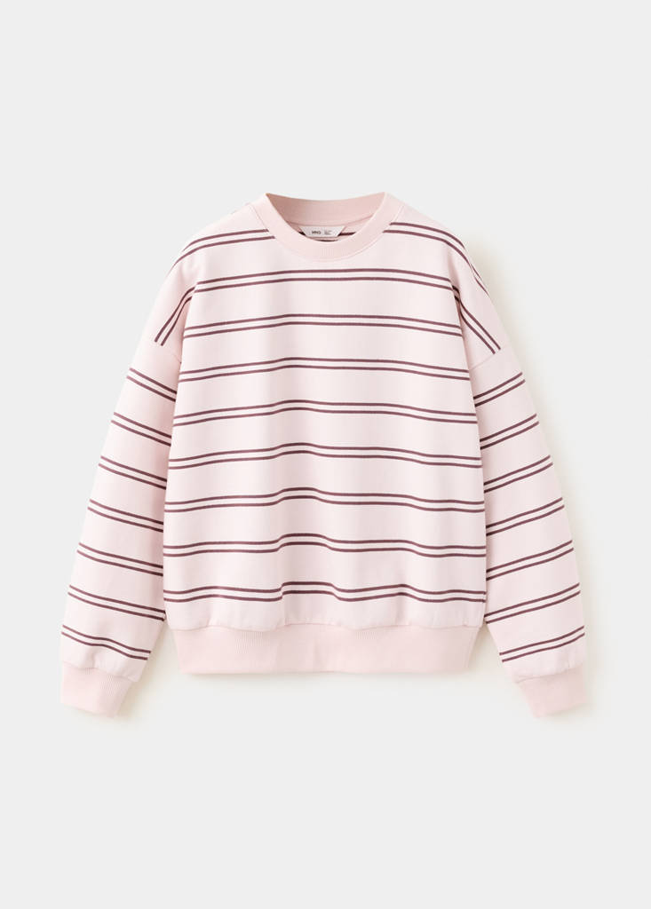 Striped cotton-blend sweatshirt — Pink