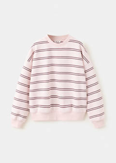Striped cotton-blend sweatshirt — Pink 2