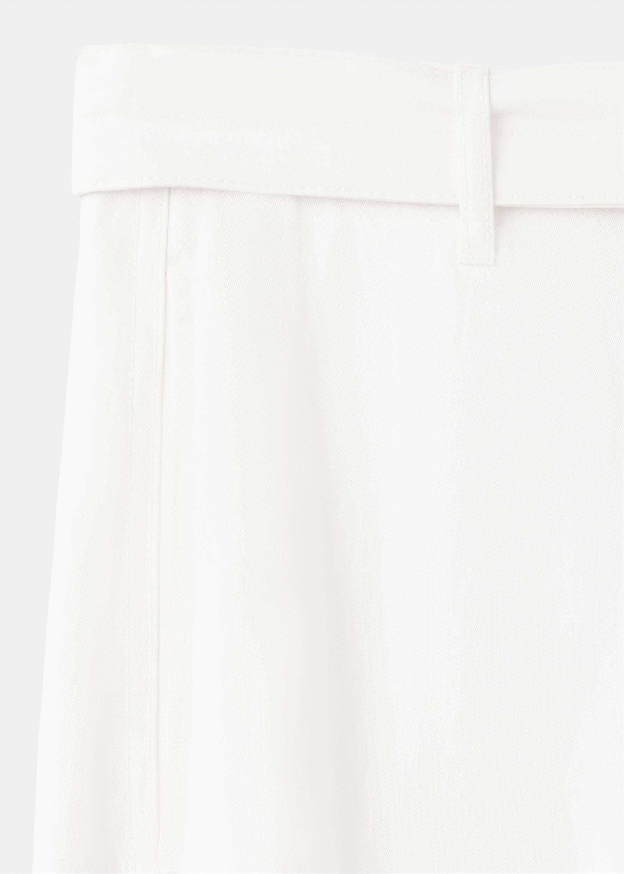 Belt straight-fit trousers - Details of the article 8, White. Ref: 37063316-00.