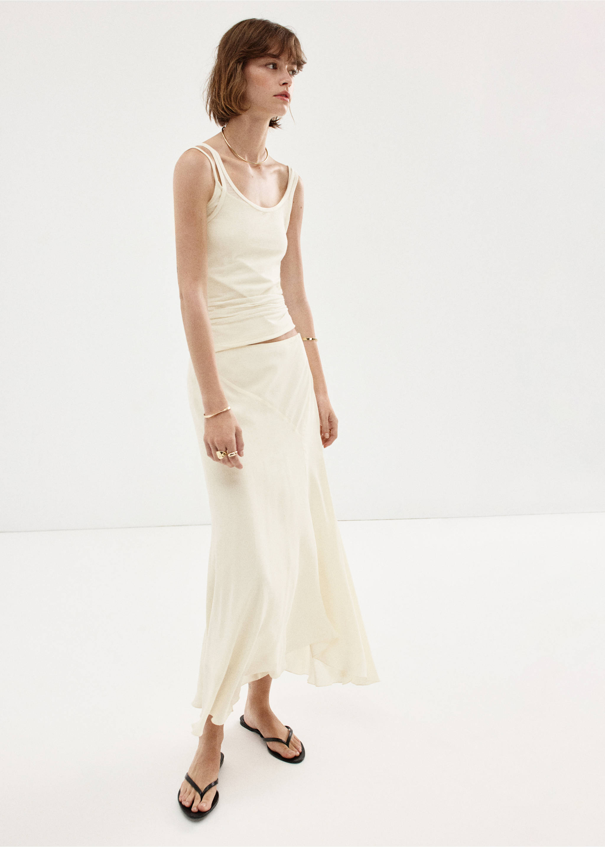 Asymmetric midi skirt - General plane, Off White. Ref: 37063319-00.