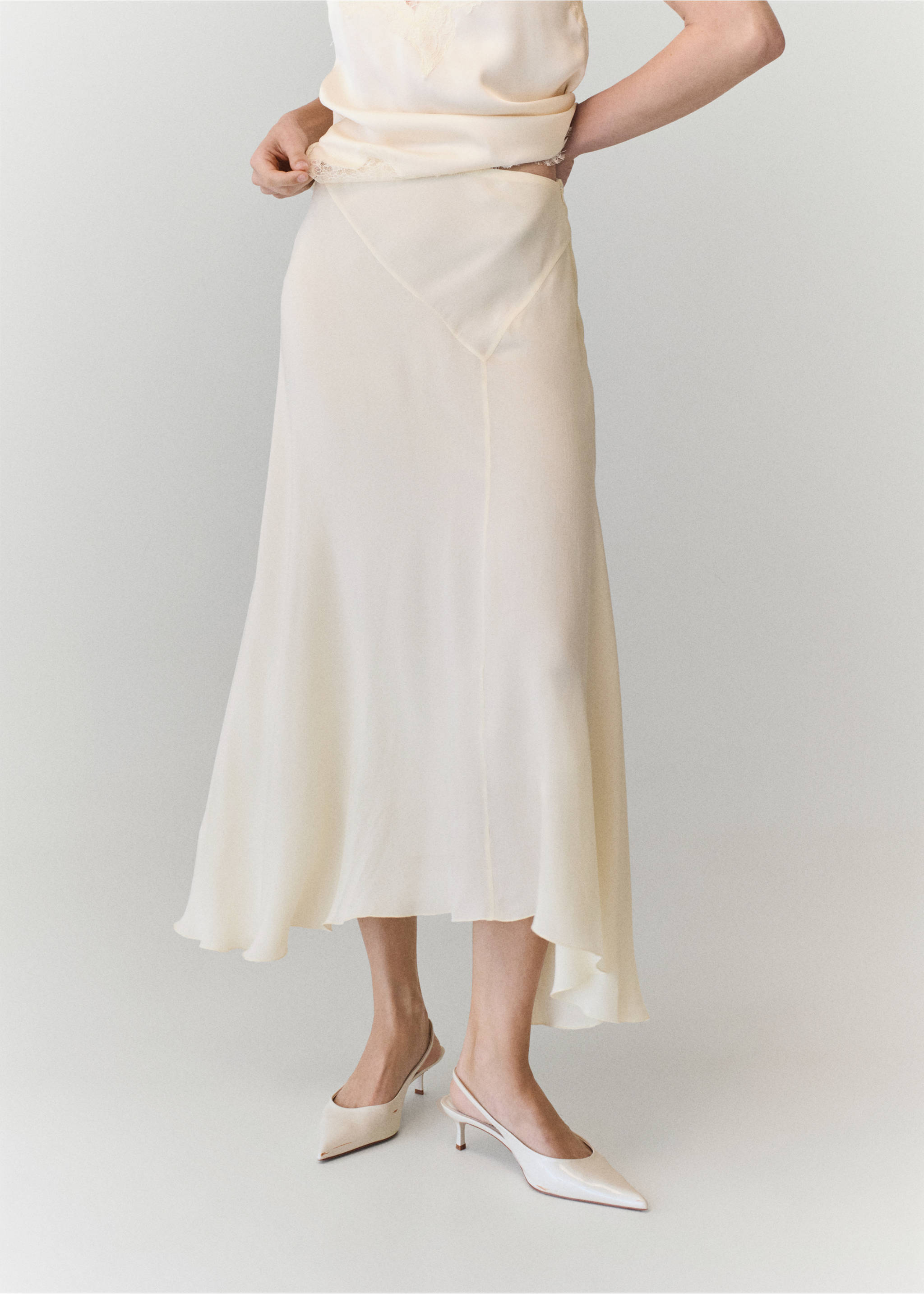 Asymmetric midi skirt - Medium plane, Off White. Ref: 37063319-01.