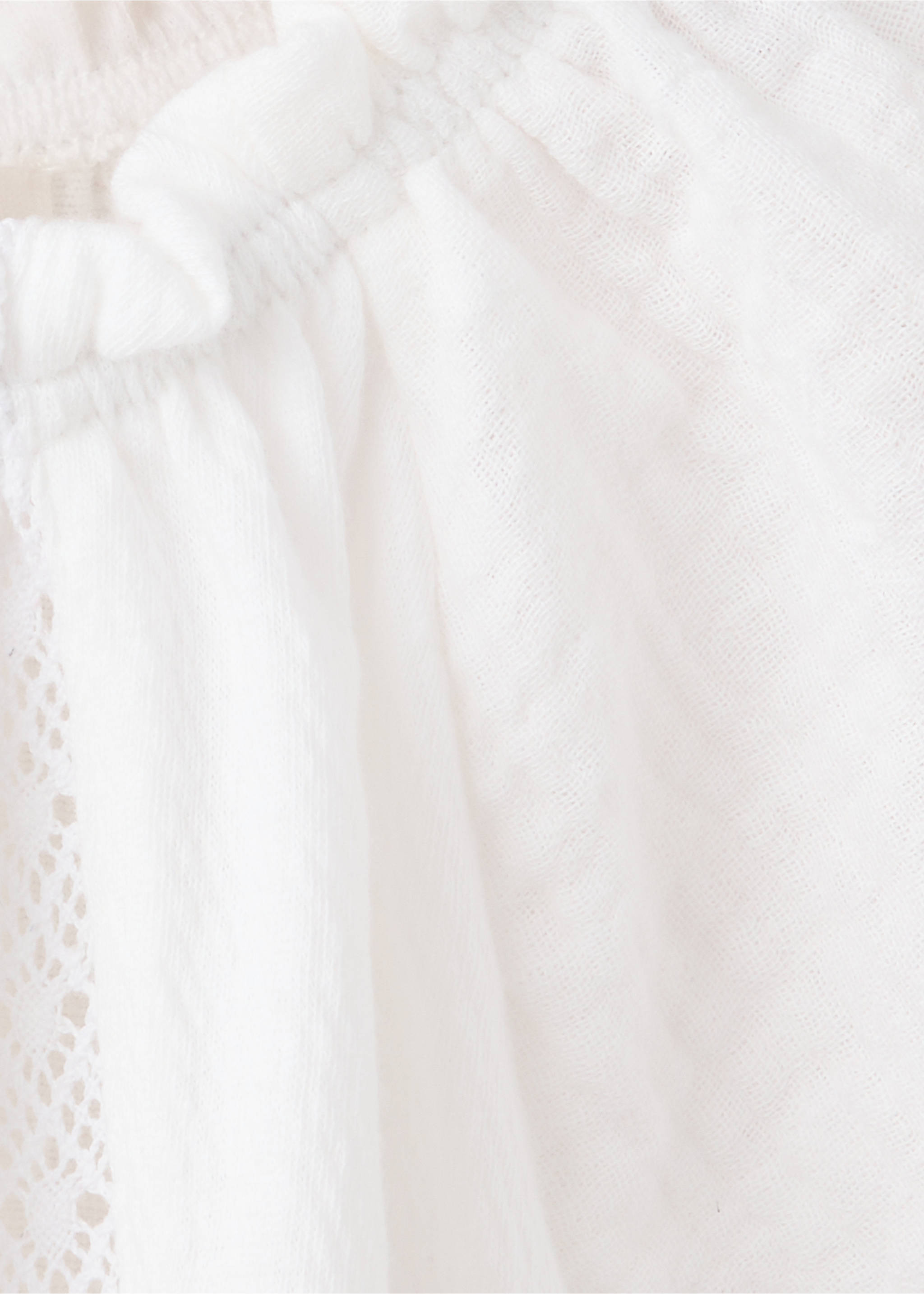 Cotton blouse with lace trim - Details of the article 8, Off White. Ref: 37063321-00.