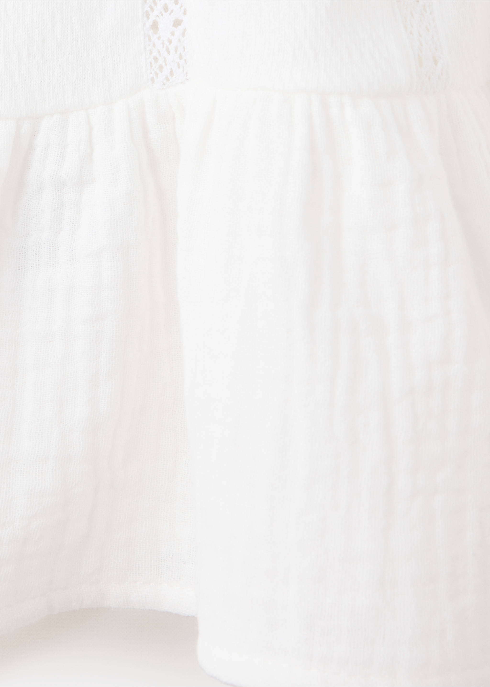 Cotton blouse with lace trim - Details of the article 0, Off White. Ref: 37063321-00.