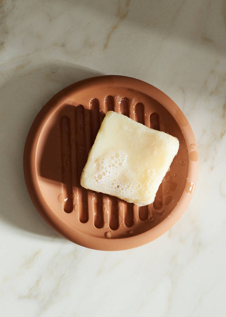 Striped resin soap dish — Ochre