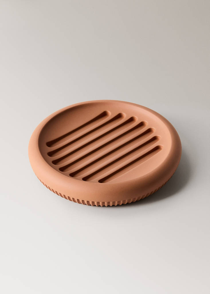 Striped resin soap dish — Ochre