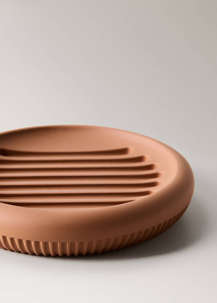 Striped resin soap dish — Ochre