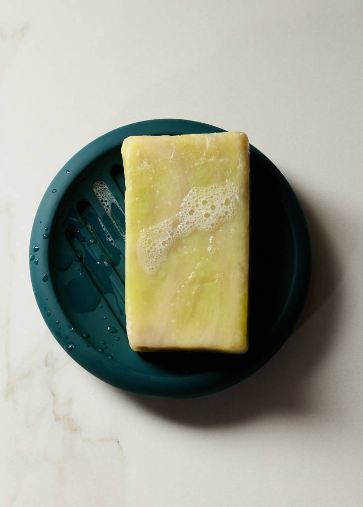 Striped resin soap dish — Dark Green