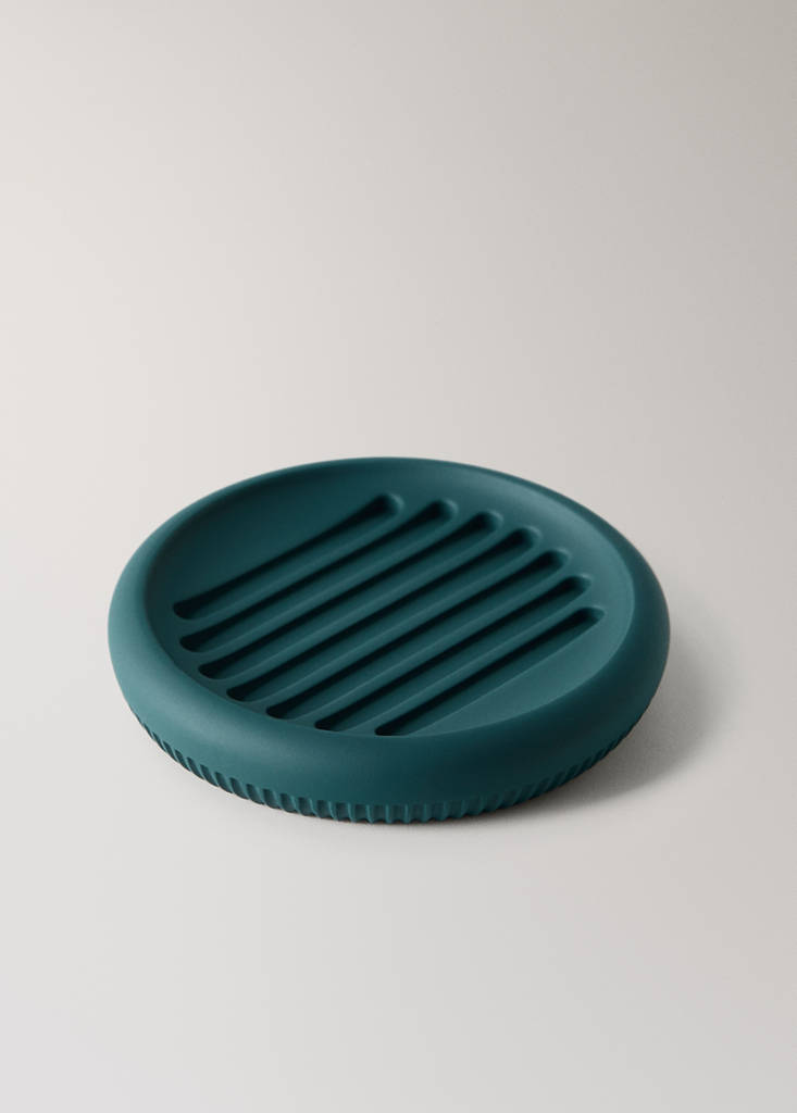 Striped resin soap dish — Dark Green