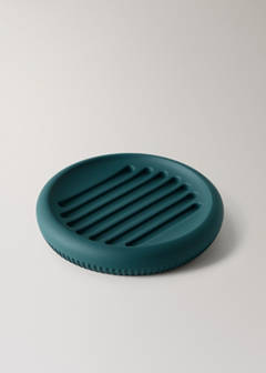 Striped resin soap dish — Dark Green 2