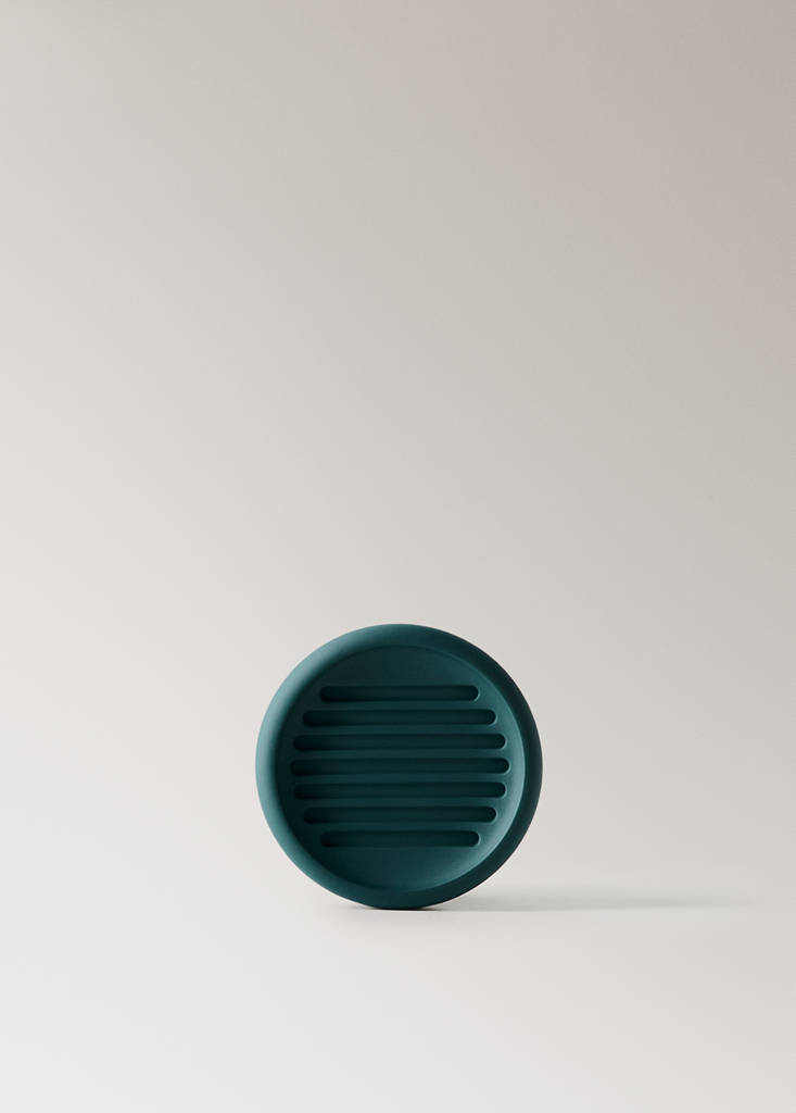 Striped resin soap dish — Dark Green