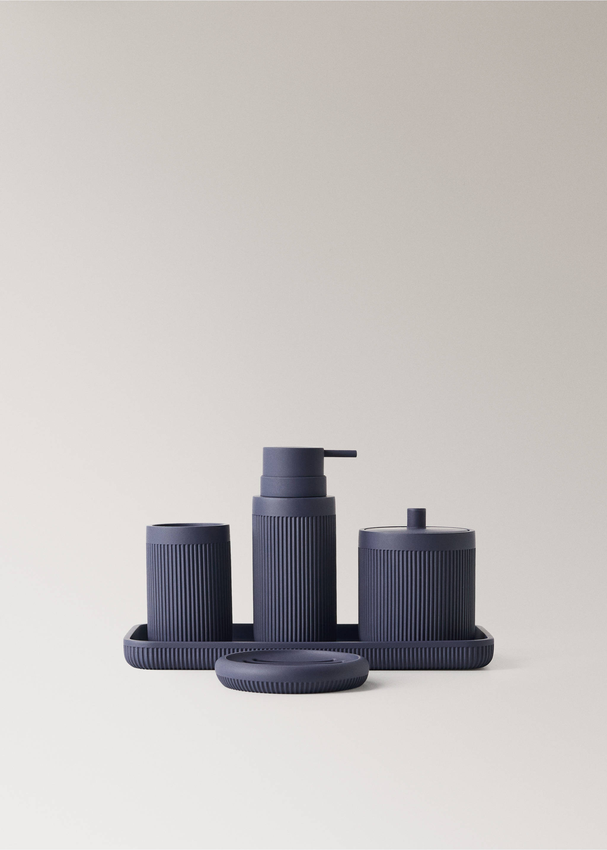 Striped resin soap dish - Details of the article 4, Blue. Ref: 37063860-00.