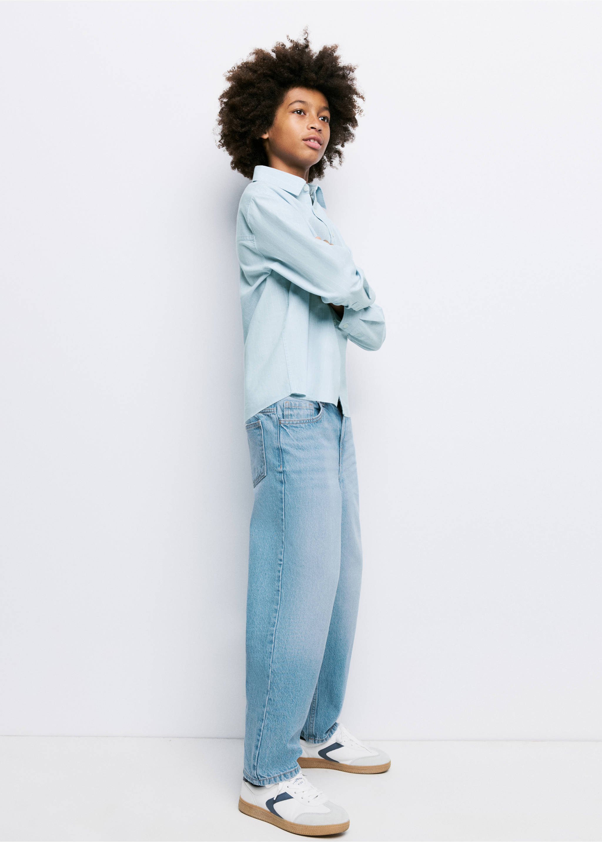 Straight fit cotton jeans - Medium plane, Medium Blue. Ref: 37063862-00.
