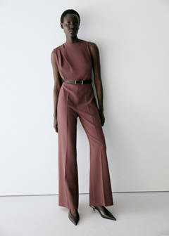 Straight-fit jumpsuit with belt — Brown 2