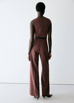 Straight-fit jumpsuit with belt — Brown 3