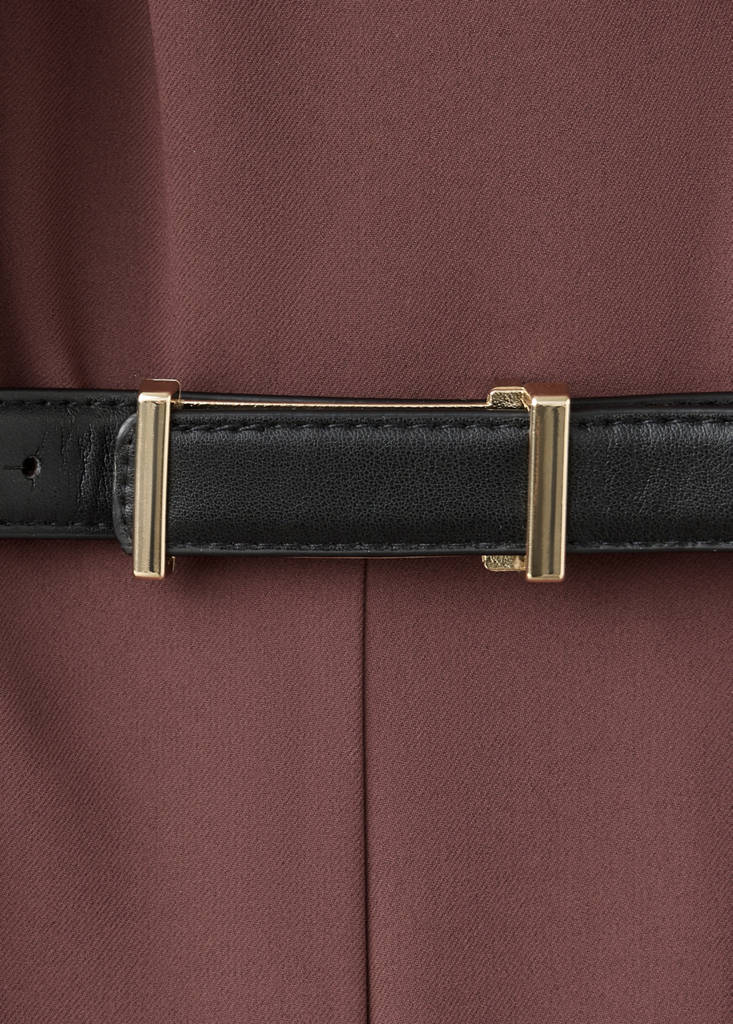 Straight-fit jumpsuit with belt — Brown