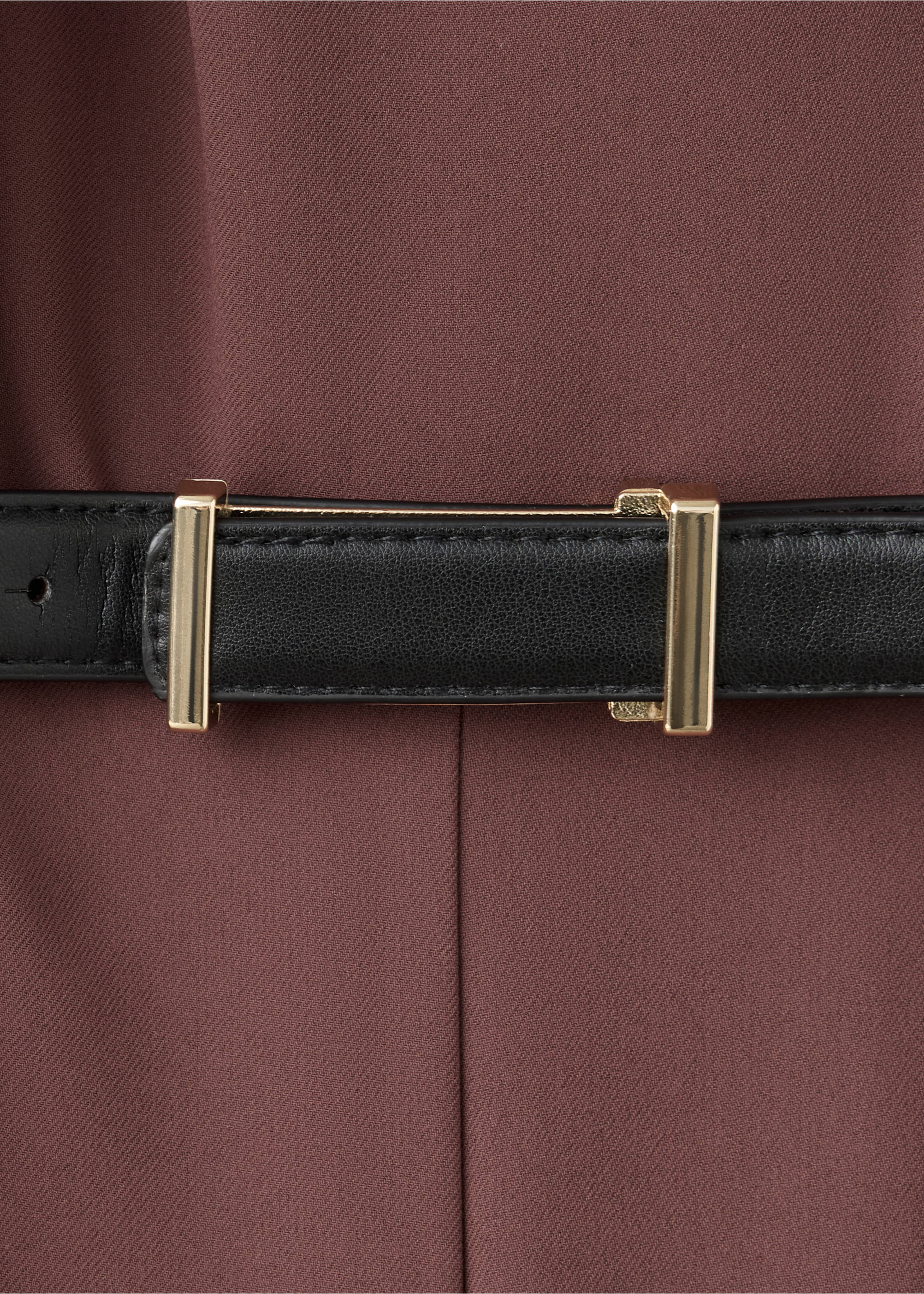 Straight-fit jumpsuit with belt - Details of the article 8, Brown. Ref: 37063871-00.