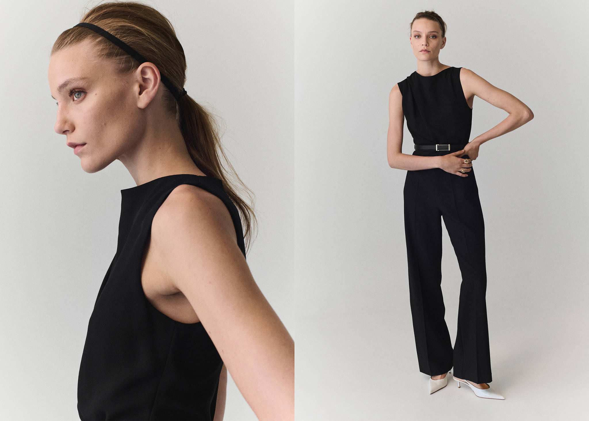 Straight-fit jumpsuit with belt - Panoramic plane