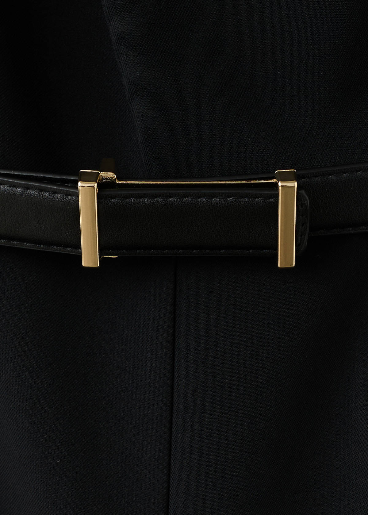 Straight-fit jumpsuit with belt — Black