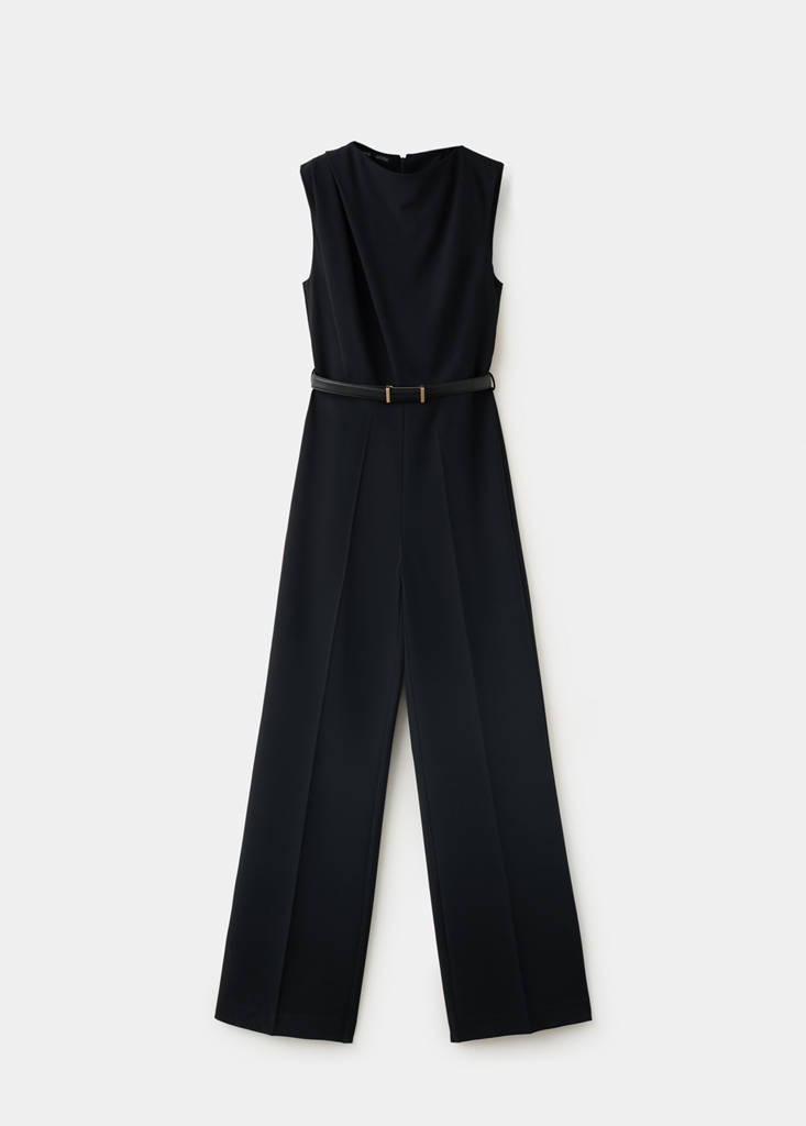Straight-fit jumpsuit with belt — Black