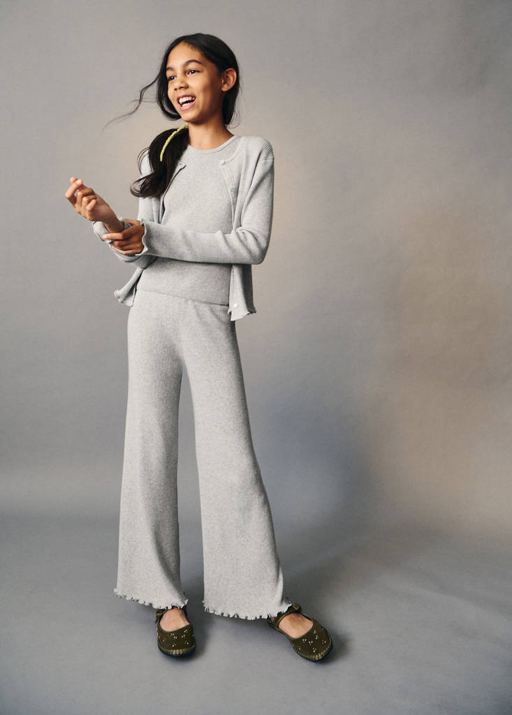 Ribbed straight-leg trousers — Light Heather Grey