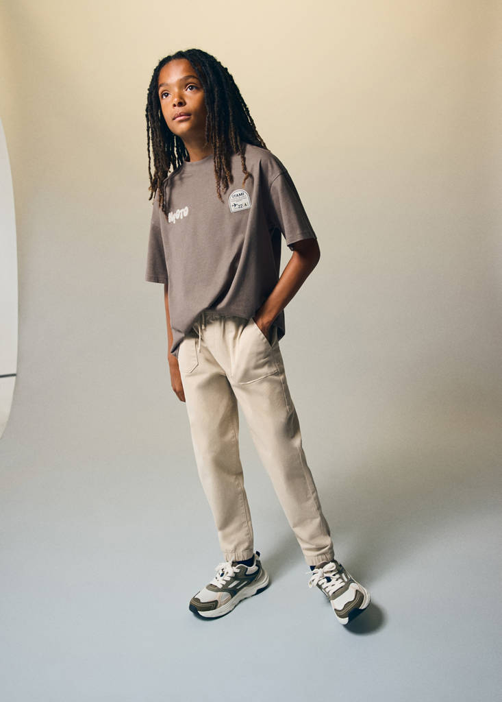 Plus size printed oversized T-shirt — Coffee