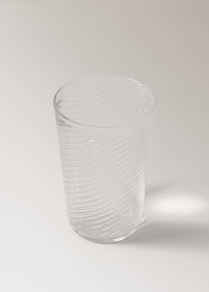 Medium embossed borosilicate tumbler — Ice Grey