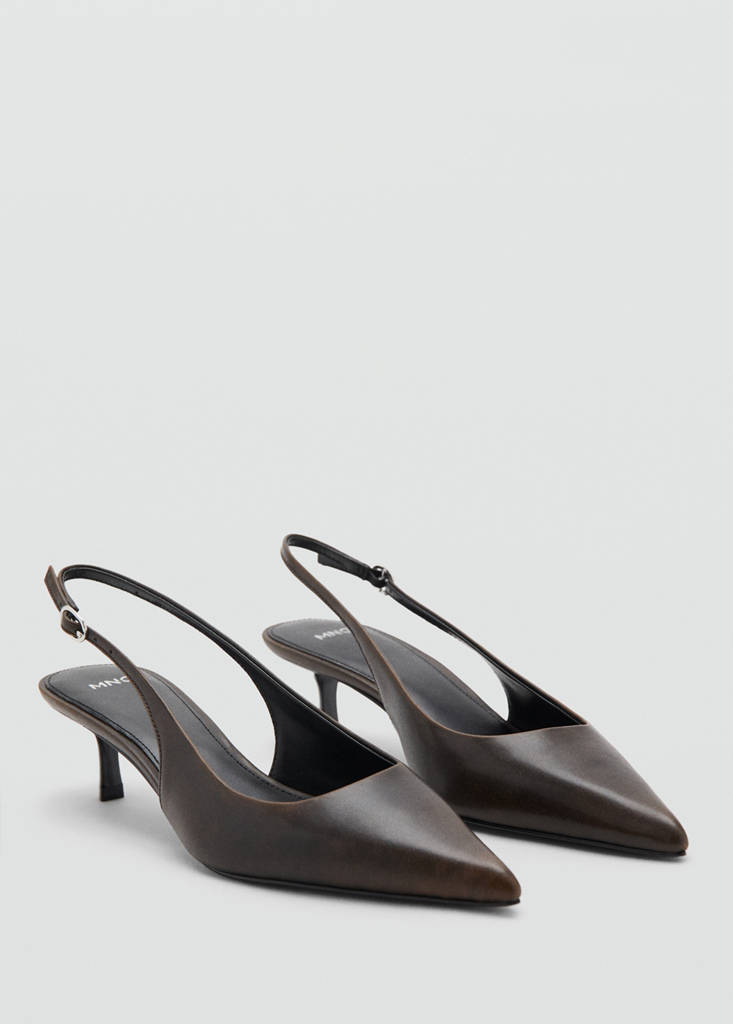 Worn-effect heeled shoe — Chocolate