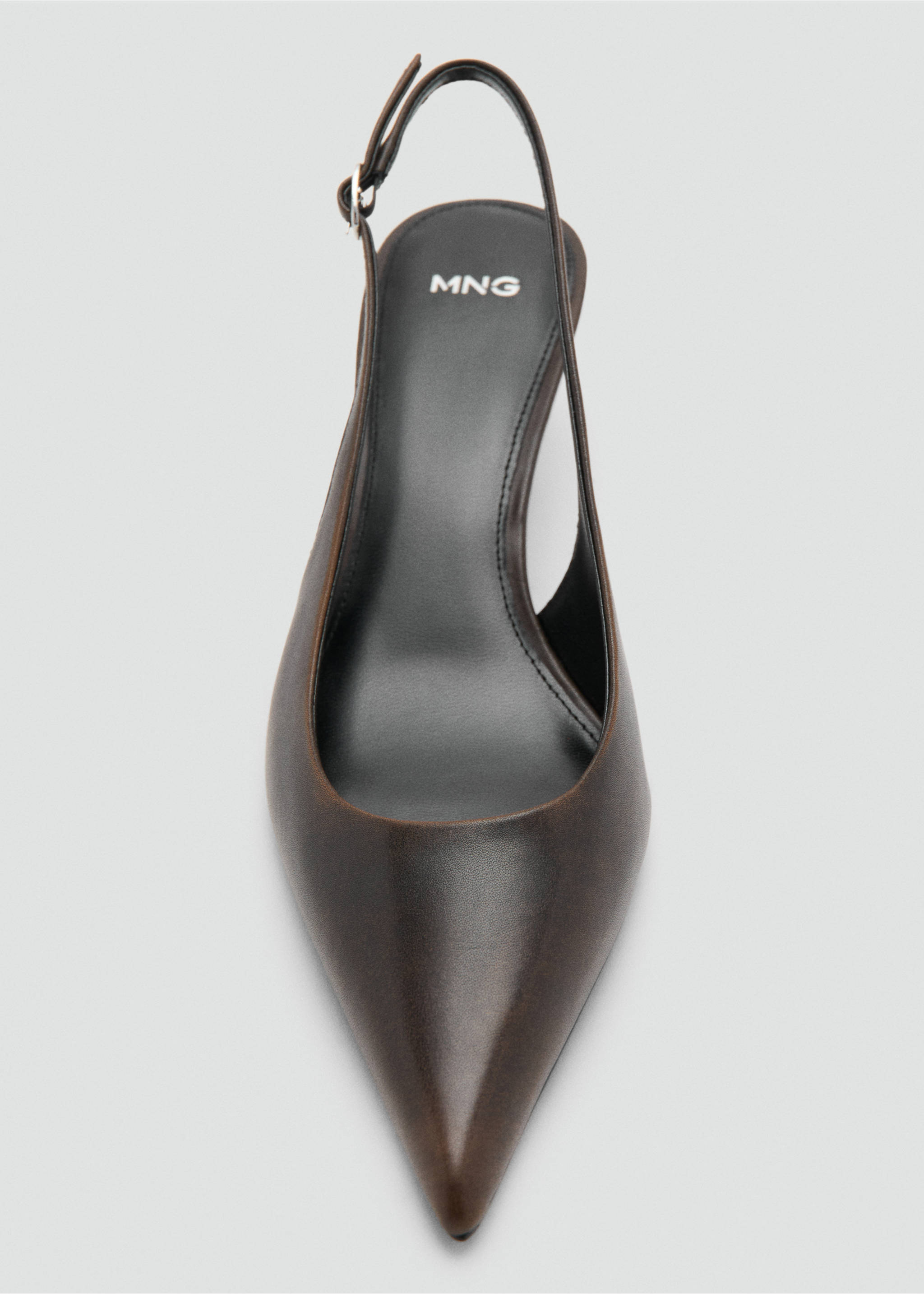 Distressed-effect heeled shoe - Details of the article 3, Chocolate. Ref: 37063876-00.