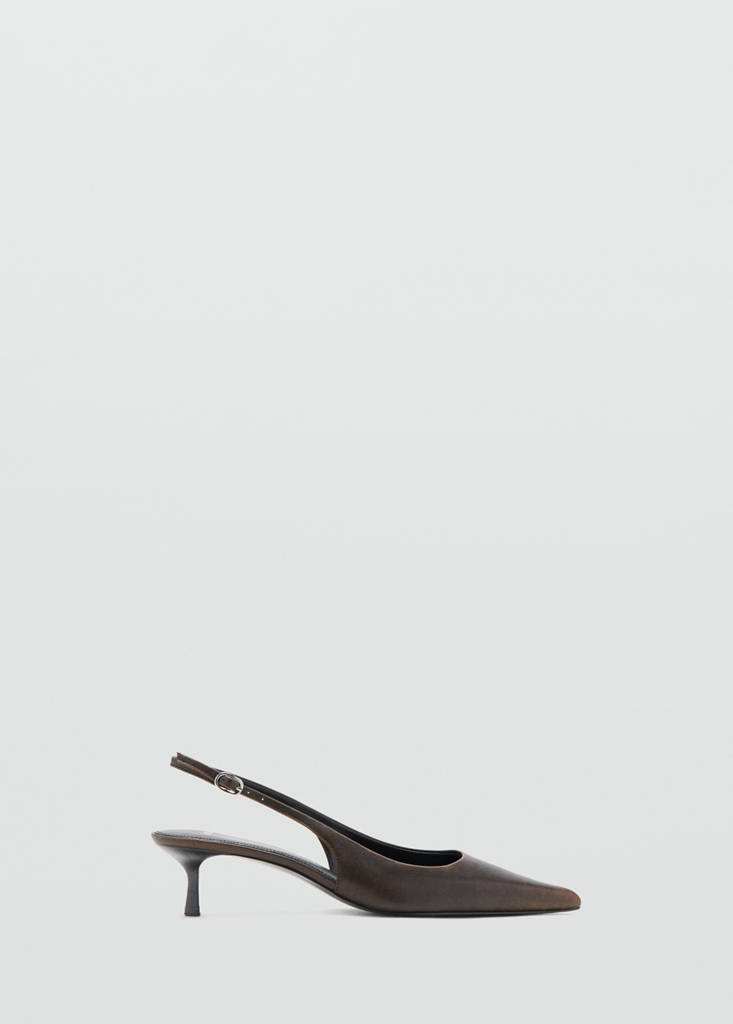 Worn-effect heeled shoe — Chocolate