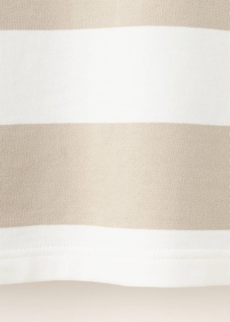 Oversized striped polo sweatshirt — Sand