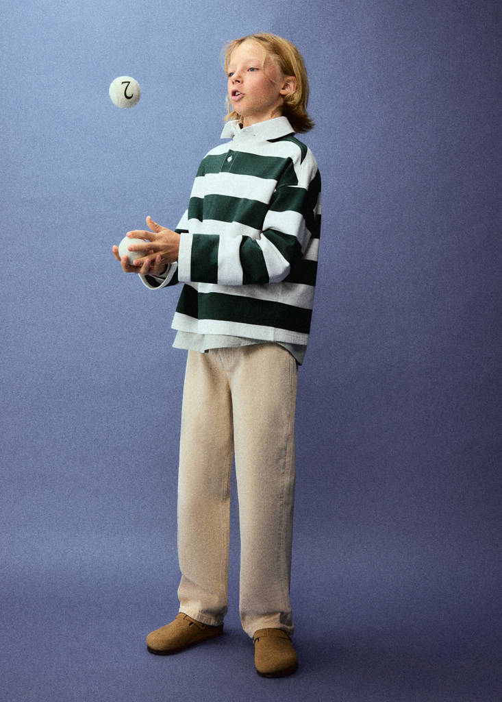 Oversized striped polo sweatshirt — Dark Green