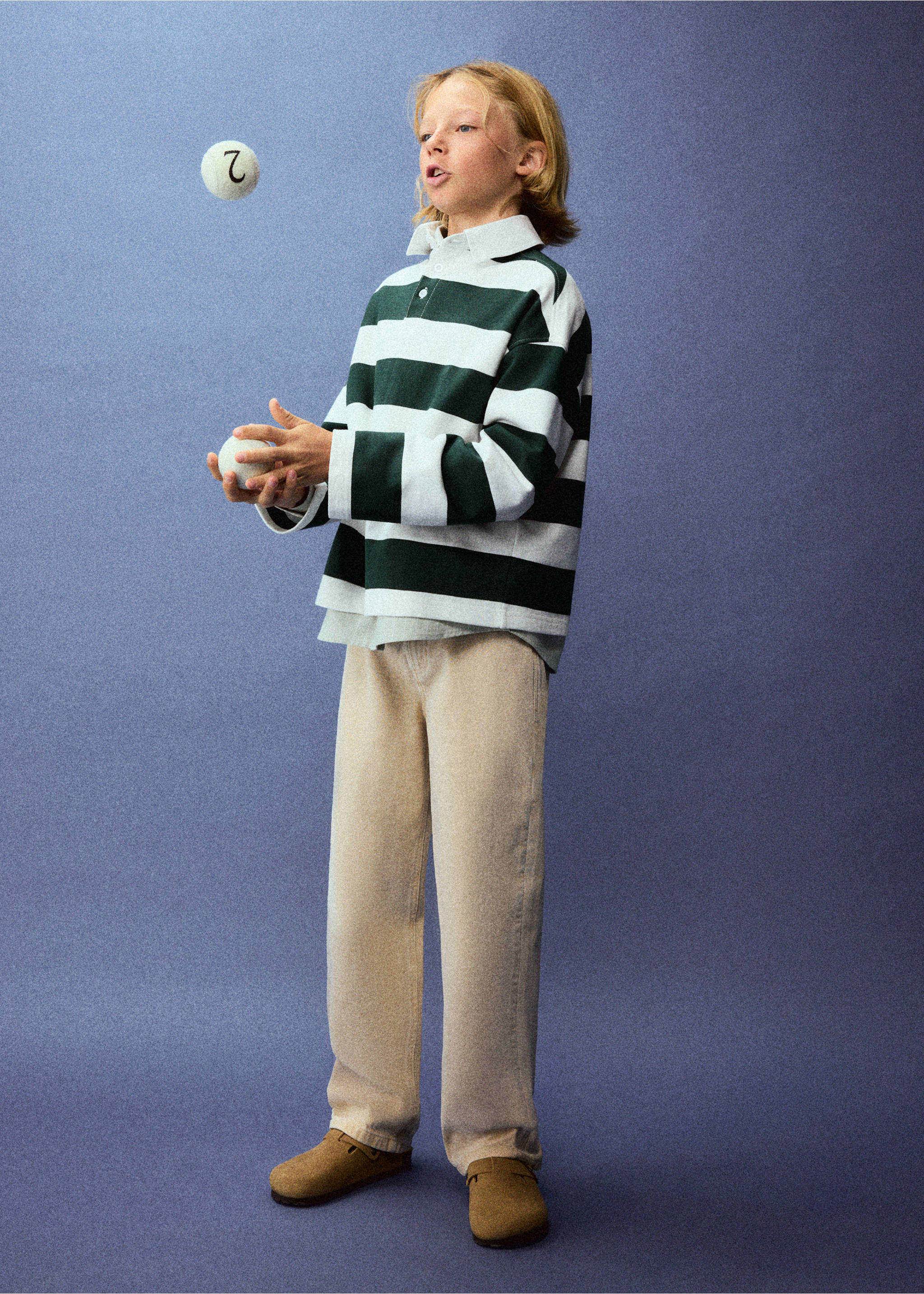 Oversized striped polo sweatshirt - General plane, Dark Green. Ref: 37063877-00.